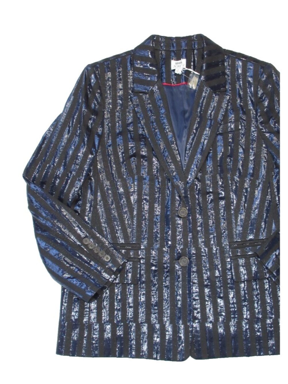 NWT Christopher John Rogers X J.Crew Relaxed Blazer in Metallic Stripe Jacket 10 - Picture 9 of 11